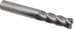 Accupro - 1/2", 1-1/2" LOC, 1/2" Shank Diam, 3-1/2" OAL, 4 Flute, Solid Carbide Square End Mill - Single End, Uncoated, Spiral Flute, 40° Helix, Centercutting, Right Hand Cut, Right Hand Flute - Eagle Tool & Supply