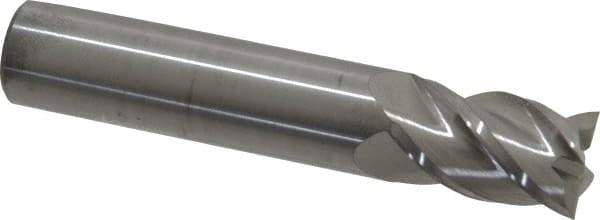 Accupro - 9/16", 7/8" LOC, 9/16" Shank Diam, 3" OAL, 4 Flute, Solid Carbide Square End Mill - Single End, Uncoated, Spiral Flute, 40° Helix, Centercutting, Right Hand Cut, Right Hand Flute - Eagle Tool & Supply