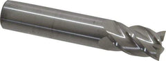 Accupro - 9/16", 7/8" LOC, 9/16" Shank Diam, 3" OAL, 4 Flute, Solid Carbide Square End Mill - Single End, Uncoated, Spiral Flute, 40° Helix, Centercutting, Right Hand Cut, Right Hand Flute - Eagle Tool & Supply