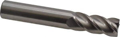 Accupro - 9/16", 1-1/4" LOC, 9/16" Shank Diam, 3-1/2" OAL, 4 Flute, Solid Carbide Square End Mill - Single End, Uncoated, Spiral Flute, 40° Helix, Centercutting, Right Hand Cut, Right Hand Flute - Eagle Tool & Supply
