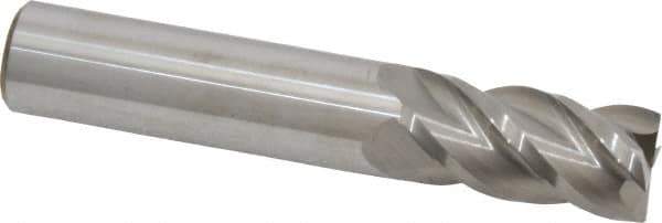 Accupro - 5/8", 1-1/4" LOC, 5/8" Shank Diam, 3-1/2" OAL, 4 Flute, Solid Carbide Square End Mill - Single End, Uncoated, Spiral Flute, 40° Helix, Centercutting, Right Hand Cut, Right Hand Flute - Eagle Tool & Supply