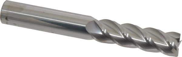Accupro - 5/8", 2-1/8" LOC, 5/8" Shank Diam, 4-5/8" OAL, 4 Flute, Solid Carbide Square End Mill - Single End, Uncoated, Spiral Flute, 40° Helix, Centercutting, Right Hand Cut, Right Hand Flute - Eagle Tool & Supply
