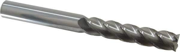 Accupro - 5/8", 3" LOC, 5/8" Shank Diam, 6" OAL, 4 Flute, Solid Carbide Square End Mill - Single End, Uncoated, Spiral Flute, 40° Helix, Centercutting, Right Hand Cut, Right Hand Flute - Eagle Tool & Supply