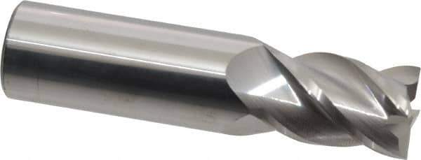 Accupro - 11/16", 1" LOC, 3/4" Shank Diam, 3" OAL, 4 Flute, Solid Carbide Square End Mill - Single End, Uncoated, Spiral Flute, 40° Helix, Centercutting, Right Hand Cut, Right Hand Flute - Eagle Tool & Supply