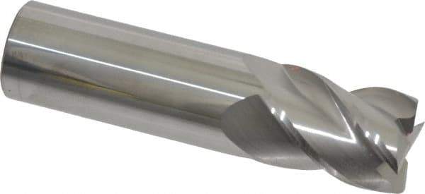 Accupro - 3/4", 1" LOC, 3/4" Shank Diam, 3" OAL, 4 Flute, Solid Carbide Square End Mill - Single End, Uncoated, Spiral Flute, 40° Helix, Centercutting, Right Hand Cut, Right Hand Flute - Eagle Tool & Supply