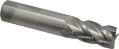 Accupro - 3/4", 1-1/2" LOC, 3/4" Shank Diam, 4" OAL, 4 Flute, Solid Carbide Square End Mill - Single End, Uncoated, Spiral Flute, 40° Helix, Centercutting, Right Hand Cut, Right Hand Flute - Eagle Tool & Supply