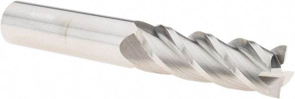 Accupro - 3/4", 2-1/4" LOC, 3/4" Shank Diam, 5" OAL, 4 Flute, Solid Carbide Square End Mill - Single End, Uncoated, Spiral Flute, 40° Helix, Centercutting, Right Hand Cut, Right Hand Flute - Eagle Tool & Supply