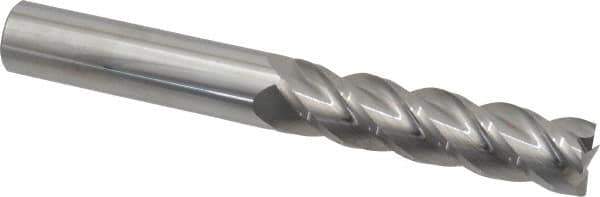 Accupro - 3/4", 3" LOC, 3/4" Shank Diam, 6" OAL, 4 Flute, Solid Carbide Square End Mill - Single End, Uncoated, Spiral Flute, 40° Helix, Centercutting, Right Hand Cut, Right Hand Flute - Eagle Tool & Supply