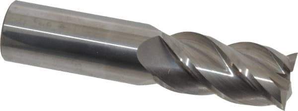 Accupro - 7/8", 1-3/4" LOC, 7/8" Shank Diam, 4" OAL, 4 Flute, Solid Carbide Square End Mill - Single End, Uncoated, Spiral Flute, 40° Helix, Centercutting, Right Hand Cut, Right Hand Flute - Eagle Tool & Supply