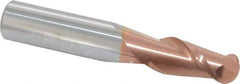 Accupro - 15/32" Diam, 1" LOC, 2 Flute Solid Carbide Ball End Mill - TiCN Finish, Single End, 3" OAL, 1/2" Shank Diam, Spiral Flute - Eagle Tool & Supply