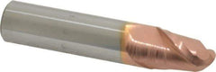 Accupro - 1/2" Diam, 5/8" LOC, 2 Flute Solid Carbide Ball End Mill - TiCN Finish, Single End, 2-1/2" OAL, 1/2" Shank Diam, Spiral Flute - Eagle Tool & Supply