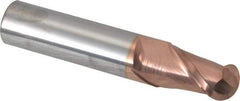 Accupro - 9/16" Diam, 7/8" LOC, 2 Flute Solid Carbide Ball End Mill - TiCN Finish, Single End, 3" OAL, 9/16" Shank Diam, Spiral Flute - Eagle Tool & Supply