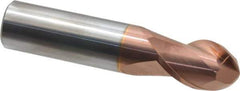 Accupro - 5/8" Diam, 7/8" LOC, 2 Flute Solid Carbide Ball End Mill - TiCN Finish, Single End, 3" OAL, 5/8" Shank Diam, Spiral Flute - Eagle Tool & Supply