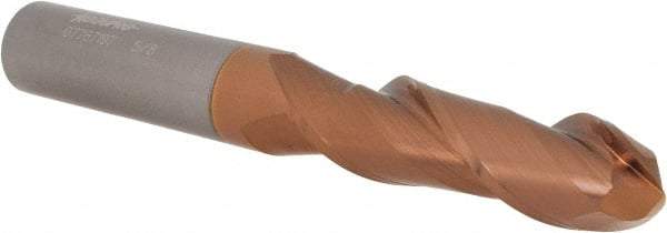 Accupro - 5/8" Diam, 2-1/8" LOC, 2 Flute Solid Carbide Ball End Mill - TiCN Finish, Single End, 4-5/8" OAL, 5/8" Shank Diam, Spiral Flute - Eagle Tool & Supply