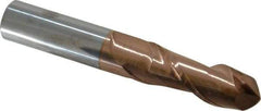 Accupro - 3/4" Diam, 2-1/4" LOC, 2 Flute Solid Carbide Ball End Mill - TiCN Finish, Single End, 5" OAL, 3/4" Shank Diam, Spiral Flute - Eagle Tool & Supply