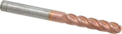 Accupro - 3/8" Diam, 1-3/4" LOC, 4 Flute Solid Carbide Ball End Mill - TiCN Finish, Single End, 4" OAL, 3/8" Shank Diam, Spiral Flute - Eagle Tool & Supply