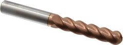 Accupro - 7/16" Diam, 2" LOC, 4 Flute Solid Carbide Ball End Mill - TiCN Finish, Single End, 4" OAL, 7/16" Shank Diam, Spiral Flute - Eagle Tool & Supply