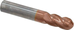 Accupro - 1/2" Diam, 1" LOC, 4 Flute Solid Carbide Ball End Mill - TiCN Finish, Single End, 3" OAL, 1/2" Shank Diam, Spiral Flute - Eagle Tool & Supply