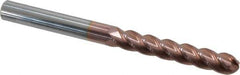 Accupro - 1/2" Diam, 3" LOC, 4 Flute Solid Carbide Ball End Mill - TiCN Finish, Single End, 6" OAL, 1/2" Shank Diam, Spiral Flute - Eagle Tool & Supply