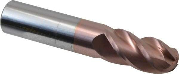 Accupro - 3/4" Diam, 1-1/2" LOC, 4 Flute Solid Carbide Ball End Mill - TiCN Finish, Single End, 4" OAL, 3/4" Shank Diam, Spiral Flute - Eagle Tool & Supply