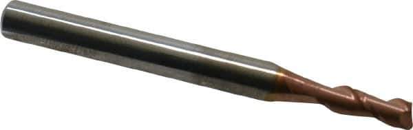 Accupro - 9/64", 3/8" LOC, 3/16" Shank Diam, 2" OAL, 2 Flute, Solid Carbide Square End Mill - Single End, TiCN Finish, Spiral Flute, 40° Helix, Centercutting, Right Hand Cut, Right Hand Flute - Eagle Tool & Supply