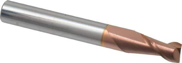 Accupro - 7/32", 3/8" LOC, 1/4" Shank Diam, 2" OAL, 2 Flute, Solid Carbide Square End Mill - Single End, TiCN Finish, Spiral Flute, 40° Helix, Centercutting, Right Hand Cut, Right Hand Flute - Eagle Tool & Supply