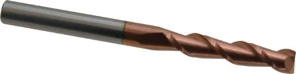 Accupro - 1/4", 1-1/4" LOC, 1/4" Shank Diam, 3" OAL, 2 Flute, Solid Carbide Square End Mill - Single End, TiCN Finish, Spiral Flute, 40° Helix, Centercutting, Right Hand Cut, Right Hand Flute - Eagle Tool & Supply