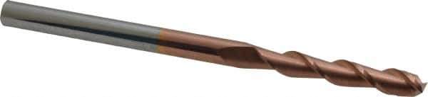 Accupro - 1/4", 1-1/2" LOC, 1/4" Shank Diam, 4" OAL, 2 Flute, Solid Carbide Square End Mill - Single End, TiCN Finish, Spiral Flute, 40° Helix, Centercutting, Right Hand Cut, Right Hand Flute - Eagle Tool & Supply