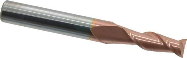 Accupro - 17/64", 3/4" LOC, 5/16" Shank Diam, 2-1/2" OAL, 2 Flute, Solid Carbide Square End Mill - Single End, TiCN Finish, Spiral Flute, 40° Helix, Centercutting, Right Hand Cut, Right Hand Flute - Eagle Tool & Supply