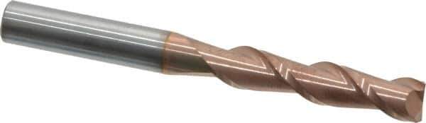 Accupro - 5/16", 1-3/8" LOC, 5/16" Shank Diam, 3" OAL, 2 Flute, Solid Carbide Square End Mill - Single End, TiCN Finish, Spiral Flute, 40° Helix, Centercutting, Right Hand Cut, Right Hand Flute - Eagle Tool & Supply