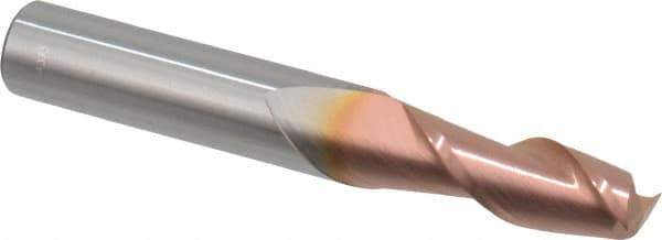 Accupro - 11/32", 7/8" LOC, 3/8" Shank Diam, 2-1/2" OAL, 2 Flute, Solid Carbide Square End Mill - Single End, TiCN Finish, Spiral Flute, 40° Helix, Centercutting, Right Hand Cut, Right Hand Flute - Eagle Tool & Supply