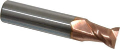 Accupro - 15/32", 5/8" LOC, 1/2" Shank Diam, 2-1/2" OAL, 2 Flute, Solid Carbide Square End Mill - Single End, TiCN Finish, Spiral Flute, 40° Helix, Centercutting, Right Hand Cut, Right Hand Flute - Eagle Tool & Supply
