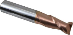 Accupro - 31/64", 1" LOC, 1/2" Shank Diam, 3" OAL, 2 Flute, Solid Carbide Square End Mill - Single End, TiCN Finish, Spiral Flute, 40° Helix, Centercutting, Right Hand Cut, Right Hand Flute - Eagle Tool & Supply