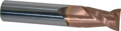Accupro - 9/16", 7/8" LOC, 9/16" Shank Diam, 3" OAL, 2 Flute, Solid Carbide Square End Mill - Single End, TiCN Finish, Spiral Flute, 40° Helix, Centercutting, Right Hand Cut, Right Hand Flute - Eagle Tool & Supply