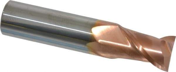 Accupro - 5/8", 7/8" LOC, 5/8" Shank Diam, 3" OAL, 2 Flute, Solid Carbide Square End Mill - Single End, TiCN Finish, Spiral Flute, 40° Helix, Centercutting, Right Hand Cut, Right Hand Flute - Eagle Tool & Supply