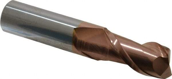 Accupro - 3/4", 1-1/2" LOC, 3/4" Shank Diam, 4" OAL, 2 Flute, Solid Carbide Square End Mill - Single End, TiCN Finish, Spiral Flute, 40° Helix, Centercutting, Right Hand Cut, Right Hand Flute - Eagle Tool & Supply