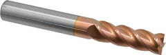 Accupro - 3/8", 1-1/8" LOC, 3/8" Shank Diam, 3" OAL, 4 Flute, Solid Carbide Square End Mill - Single End, TiCN Finish, Spiral Flute, 40° Helix, Centercutting, Right Hand Cut, Right Hand Flute - Eagle Tool & Supply