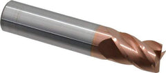 Accupro - 15/32", 5/8" LOC, 1/2" Shank Diam, 2-1/2" OAL, 4 Flute, Solid Carbide Square End Mill - Single End, TiCN Finish, Spiral Flute, 40° Helix, Centercutting, Right Hand Cut, Right Hand Flute - Eagle Tool & Supply