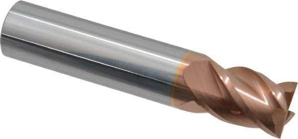 Accupro - 31/64", 5/8" LOC, 1/2" Shank Diam, 2-1/2" OAL, 4 Flute, Solid Carbide Square End Mill - Single End, TiCN Finish, Spiral Flute, 40° Helix, Centercutting, Right Hand Cut, Right Hand Flute - Eagle Tool & Supply