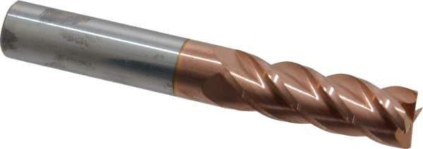 Accupro - 1/2", 1-1/2" LOC, 1/2" Shank Diam, 3-1/2" OAL, 4 Flute, Solid Carbide Square End Mill - Single End, TiCN Finish, Spiral Flute, 40° Helix, Centercutting, Right Hand Cut, Right Hand Flute - Eagle Tool & Supply