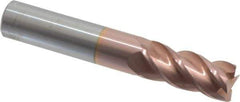Accupro - 9/16", 1-1/4" LOC, 9/16" Shank Diam, 3-1/2" OAL, 4 Flute, Solid Carbide Square End Mill - Single End, TiCN Finish, Spiral Flute, 40° Helix, Centercutting, Right Hand Cut, Right Hand Flute - Eagle Tool & Supply