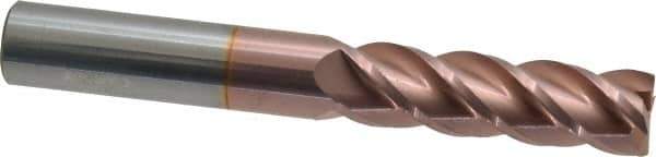 Accupro - 5/8", 2-1/8" LOC, 5/8" Shank Diam, 4-5/8" OAL, 4 Flute, Solid Carbide Square End Mill - Single End, TiCN Finish, Spiral Flute, 40° Helix, Centercutting, Right Hand Cut, Right Hand Flute - Eagle Tool & Supply