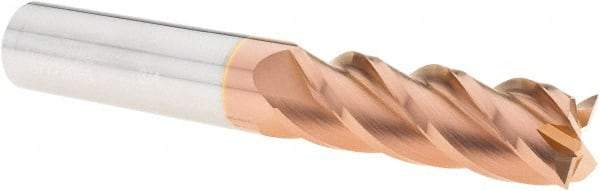 Accupro - 3/4", 2-1/4" LOC, 3/4" Shank Diam, 5" OAL, 4 Flute, Solid Carbide Square End Mill - Single End, TiCN Finish, Spiral Flute, 40° Helix, Centercutting, Right Hand Cut, Right Hand Flute - Eagle Tool & Supply