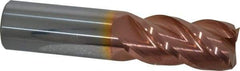 Accupro - 7/8", 1-3/4" LOC, 7/8" Shank Diam, 4" OAL, 4 Flute, Solid Carbide Square End Mill - Single End, TiCN Finish, Spiral Flute, 40° Helix, Centercutting, Right Hand Cut, Right Hand Flute - Eagle Tool & Supply