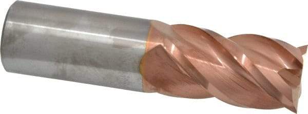 Accupro - 1", 1-3/4" LOC, 1" Shank Diam, 4" OAL, 4 Flute, Solid Carbide Square End Mill - Single End, TiCN Finish, Spiral Flute, 40° Helix, Centercutting, Right Hand Cut, Right Hand Flute - Eagle Tool & Supply