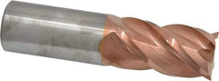 Accupro - 1", 1-3/4" LOC, 1" Shank Diam, 4" OAL, 4 Flute, Solid Carbide Square End Mill - Single End, TiCN Finish, Spiral Flute, 40° Helix, Centercutting, Right Hand Cut, Right Hand Flute - Eagle Tool & Supply