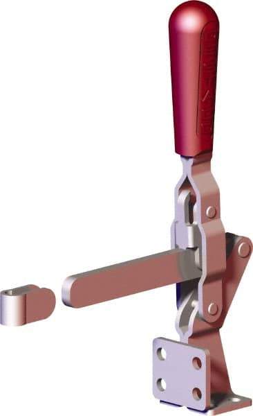 De-Sta-Co - 499 Lb Holding Capacity, Vertical Handle, Manual Hold Down Toggle Clamp - 57° Handle Movement, 90° Bar Opening, Solid Bar, Flanged Base, Carbon Steel - Eagle Tool & Supply