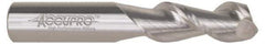 Accupro - 1/2", 2" LOC, 1/2" Shank Diam, 4" OAL, 2 Flute, Solid Carbide Square End Mill - Single End, Uncoated, Spiral Flute, 45° Helix, Centercutting, Right Hand Cut, Right Hand Flute - Eagle Tool & Supply