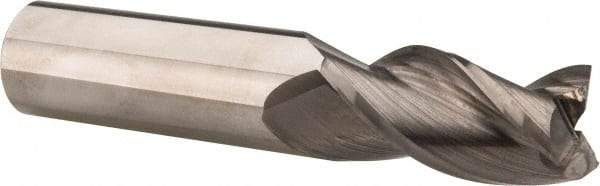 Accupro - 1", 2" LOC, 1" Shank Diam, 5" OAL, 3 Flute, Solid Carbide Square End Mill - Single End, Uncoated, Spiral Flute, 37° Helix, Centercutting, Right Hand Cut, Right Hand Flute - Eagle Tool & Supply