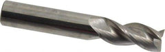 Accupro - 7/16", 1" LOC, 7/16" Shank Diam, 2-3/4" OAL, 3 Flute, Solid Carbide Square End Mill - Single End, Uncoated, Spiral Flute, 37° Helix, Centercutting, Right Hand Cut, Right Hand Flute - Eagle Tool & Supply